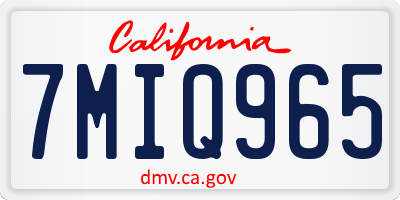 CA license plate 7MIQ965