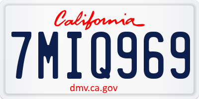 CA license plate 7MIQ969