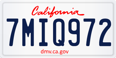 CA license plate 7MIQ972