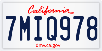 CA license plate 7MIQ978