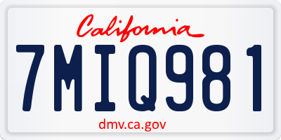 CA license plate 7MIQ981