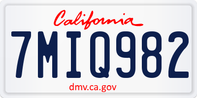 CA license plate 7MIQ982