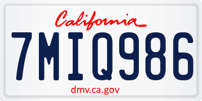 CA license plate 7MIQ986