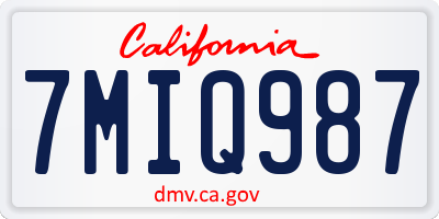CA license plate 7MIQ987