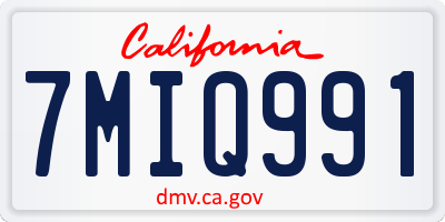 CA license plate 7MIQ991