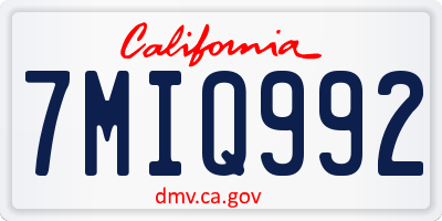 CA license plate 7MIQ992