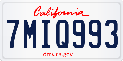 CA license plate 7MIQ993
