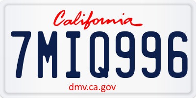 CA license plate 7MIQ996