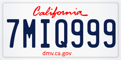 CA license plate 7MIQ999