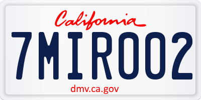 CA license plate 7MIR002