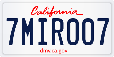 CA license plate 7MIR007