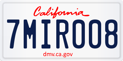 CA license plate 7MIR008