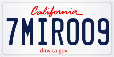 CA license plate 7MIR009