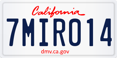 CA license plate 7MIR014