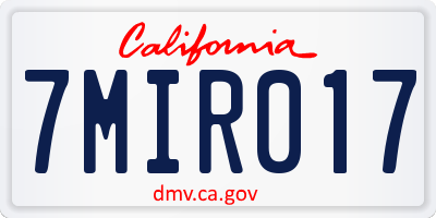 CA license plate 7MIR017