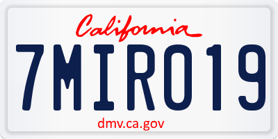CA license plate 7MIR019