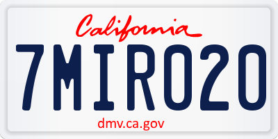 CA license plate 7MIR020