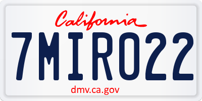 CA license plate 7MIR022
