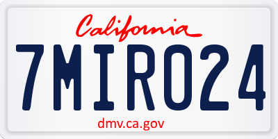 CA license plate 7MIR024