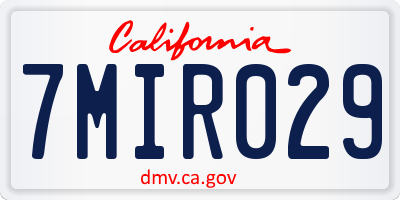 CA license plate 7MIR029
