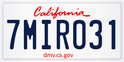 CA license plate 7MIR031