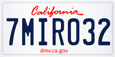 CA license plate 7MIR032