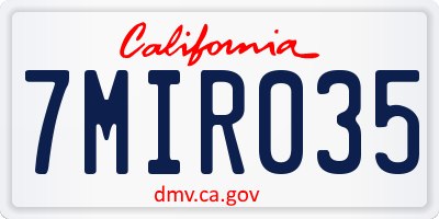 CA license plate 7MIR035