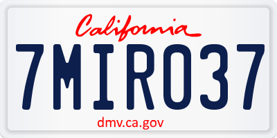 CA license plate 7MIR037