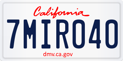 CA license plate 7MIR040