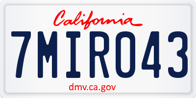 CA license plate 7MIR043