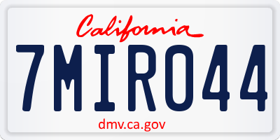 CA license plate 7MIR044