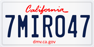 CA license plate 7MIR047