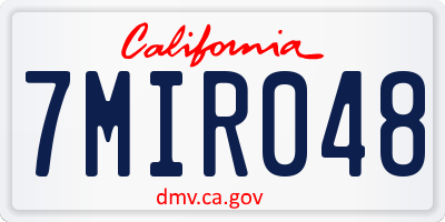 CA license plate 7MIR048