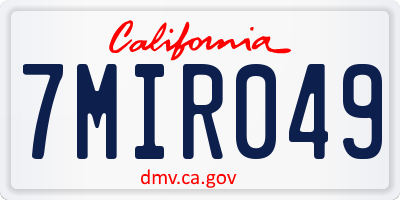CA license plate 7MIR049