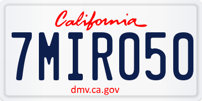 CA license plate 7MIR050