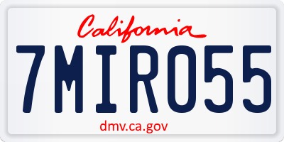 CA license plate 7MIR055