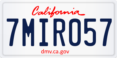 CA license plate 7MIR057