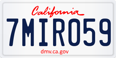CA license plate 7MIR059