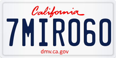 CA license plate 7MIR060