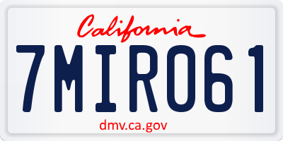 CA license plate 7MIR061