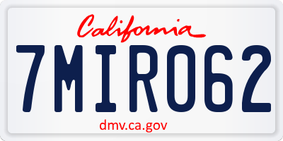 CA license plate 7MIR062