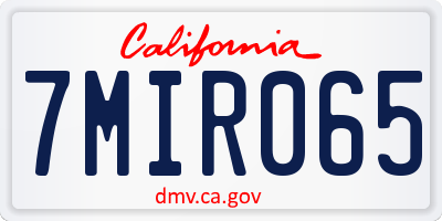 CA license plate 7MIR065