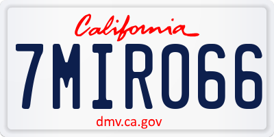 CA license plate 7MIR066