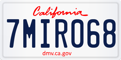 CA license plate 7MIR068