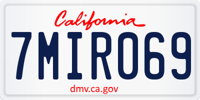 CA license plate 7MIR069