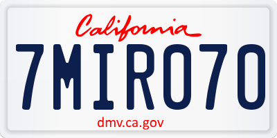 CA license plate 7MIR070