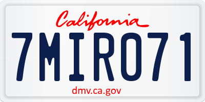 CA license plate 7MIR071