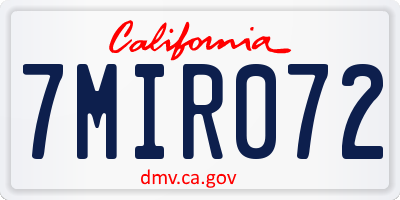CA license plate 7MIR072