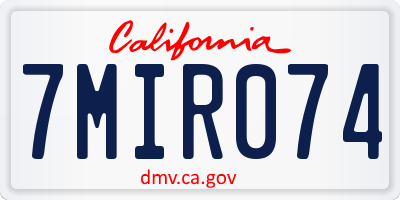 CA license plate 7MIR074