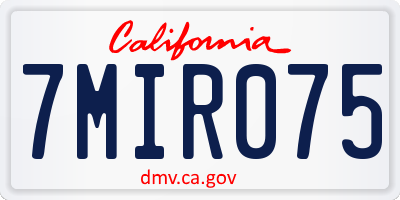 CA license plate 7MIR075